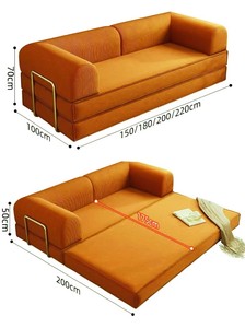 Sofá Cama Plegable de Terciopelo Moderno, Sofá Reclinable Modular, Tamaños de <span class=keywords><strong>2</strong></span> y <span class=keywords><strong>3</strong></span> Plazas, Juego de Muebles para Sala de Estar Pequeña - Product Image 5