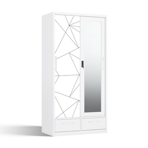 Armario estampado con puertas correderas de acero, espejo y dos cajones de 900 mm - Product Image 2