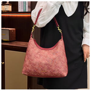 Bolso de Hombro Versátil para Mujer, Novedad 2026, Bolso Rojo para Llevar Bajo el Brazo con Patrón de Nubes Auspiciosas - Product Image 4