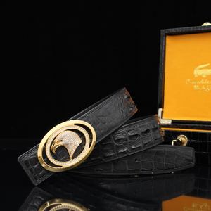 เข็มขัดหนังจระเข้แบบสั่งทำพิเศษสำหรับผู้ชาย ประดับหัวนกอินทรีฝังเพชร หัวเข็มขัดเหล็ก น้ำหนักเบาและระบายอากาศได้ดี - Product Image 6