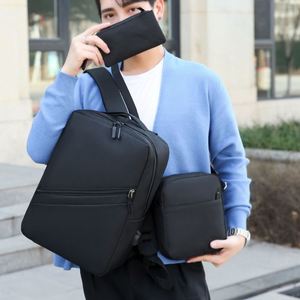 Nouveau Sac à Dos de Voyage et d'Affaires pour Ordinateur Portable, Ensemble 3-en-1 avec Sac Bandoulière et Port de Chargement USB, Fermeture Éclair, en Polyester - Product Image 2