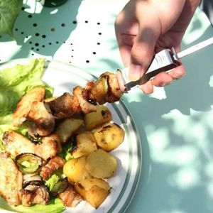 Stainless Steel BBQ Skewers 35cm 45cm Flat Metal For Chicken Wings Lamb Grilling Cooking Baking Barbecue - Product Image 3