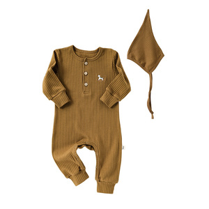 <span class=keywords><strong>Set</strong></span> 2 Pezzi Tutina in Cotone a Maniche Lunghe per Neonati Unisex Certificata CPC Classe A, Grazioso Completo per Gattonare con Cappello Abbinato, Primavera Autunno - Product Image 4