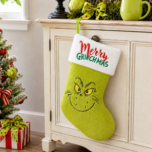 Calcetines Navideños de la Marca Hongsheng, los Más Vendidos en el Extranjero, con Bordado de <span class=keywords><strong>Grinchmas</strong></span>, Adornos Decorativos de Felpa - Product Image 3