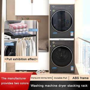 Meuble de base <span class=keywords><strong>pour</strong></span> lave-linge, étagère empilable, cloison coulissante, support de connexion <span class=keywords><strong>pour</strong></span> sèche-linge, étagère de rangement, séchoir, matériau ABS - Product Image 4
