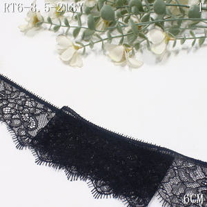비탄성 블랙 나일론 메쉬 멋진 속눈썹 테두리 꽃 레이스 트리밍 6cm 프랑스 샹틸리 레이스 트림 여성용 원피스 - Product Image 5