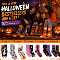 Chaussettes d'Halloween personnalisées en tricot, douces et chaudes en polaire corail, fantaisie, motif citrouille, fantôme, chauve-souris, effrayantes pour Halloween