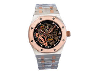 High-Grade Original Design <b>Men's</b> <b>Watch</b> Analog <b>Waterproof</b> Hollow Transparent Dial Rubber/Ceramic Band Material 22mm Band Width - Product Image 6