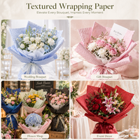 Kertas Pembungkus Bunga Sintetis Bertekstur Kerut Multi Warna Buatan Tangan Dua Lapis untuk Kemasan Buket Florist dan Hadiah