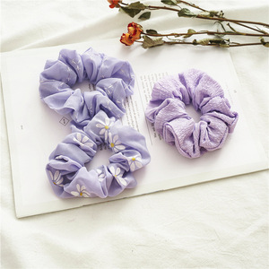New Korean <strong>Hair</strong> Accessories Purple <strong>Flower</strong> Printed Elastic <strong>Hair</strong> <strong>Band</strong> <strong>Hair</strong> Ties Soft Fabric Scrunchies for Women - Product Image 4