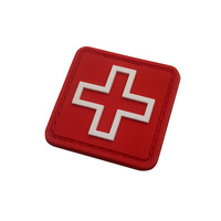 Croix médicale de premiers secours 3D en PVC souple, imperméable, carrée 4x4, rouge, blanc et noir, pour patch ou badge moral