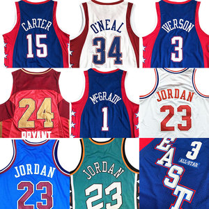 Maglia da basket rétro cucita all'ingrosso, in tessuto a rete, con <span class=keywords><strong>numeri</strong></span> 15, 3 Iverson, 24 <span class=keywords><strong>Bryant</strong></span>, 1 McGardy, per tutte le squadre americane - Product Image 1