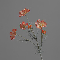 Fleurs artificielles en soie en gros, haute qualité, motifs floraux pastorale en relief, cosmos et petits chrysanthèmes
