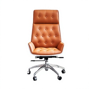 Lysun Modern <b>High</b> <b>Back</b> <b>Office</b> <b>Chair</b> Factory Direct Sale PU Leather- Walnut Finish Lift Mesh <b>Chair</b> Metal Frame - Product Image 4