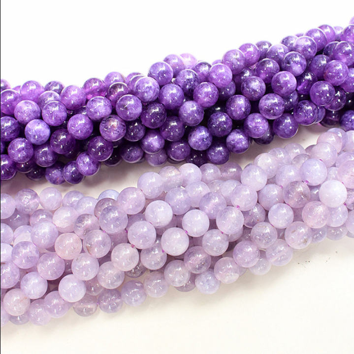 Perles Rondes En Pierre Naturelle De Lavande - 4-8mm, Pour Fabrication De Bijoux, Neuves