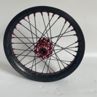 Jeu complet de jantes à rayons noires Straight Pull 16x2.15 avec moyeu arrière rouge et nipples rouges pour Surron Light Bee Off Road Spares