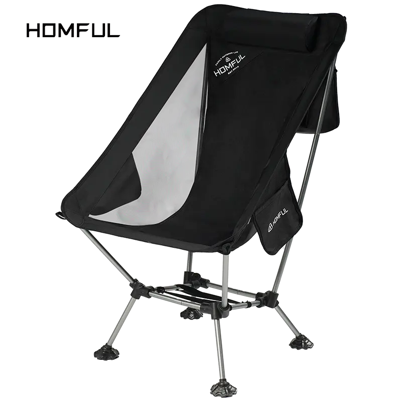 HOMFUL Outdoor Camping Hiking Fishing Portable Ultralight Aluminum Oxford Foldable Adjustable Height Moon Chair