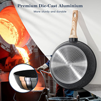 Vente en gros usine : Ensemble de 9 pièces de batterie de cuisine en aluminium forgé effet marbre, antiadhésif, compatible induction, avec poignées en silicone texturé