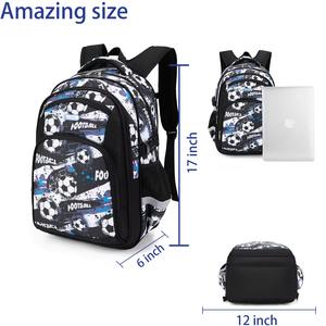 Offre Spéciale 17 pouces bleu Football dessin animé <span class=keywords><strong>cartable</strong></span> pour enfants étanche maternelle football garçons grande capacité sac à dos - Product Image 5