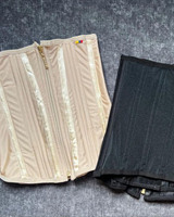 Corset amincissant à double fermeture avec fermeture éclair et crochets, haute compression, baleines en acier, pour femme, entraînement et post-partum