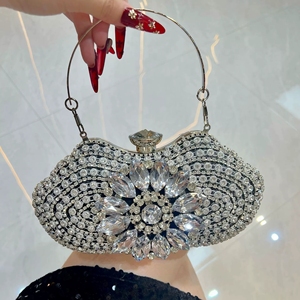 Sac à main de soirée <span class=keywords><strong>pour</strong></span> femme, pochette florale ornée de diamants, sac à main de <span class=keywords><strong>mariage</strong></span> en cristal noble avec poignée métallique, sac à bandoulière, sac à main - Product Image 2