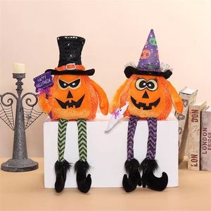 Adorable 2pcs Dangle Legs Pumpkin Decor Bright <b>Orange</b> Jack-O-Lantern for Festive Home Display - Product Image 2