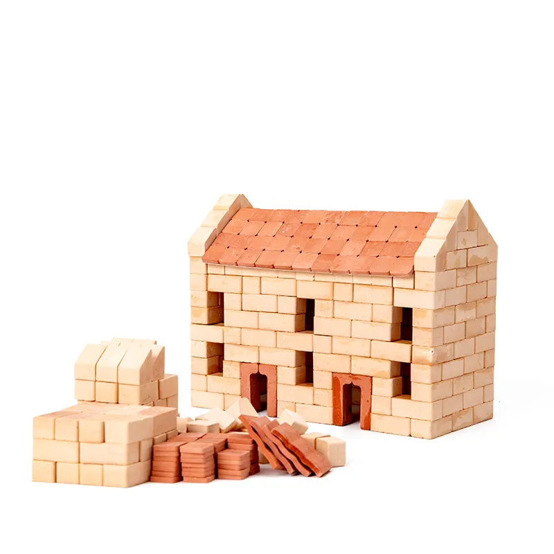Set Mainan Rumah Bata Miniatur, Kit Rumah Bata Tanah Liat Mini Realistis Rumah Mini Plester Keramik Gypsum Batu Bata Tanah Liat Mini