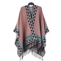 BESTELLA femmes nouvelle mode réversible surdimensionné Faux cachemire couverture Cape châle manteau motif géométrique Poncho pour l'automne