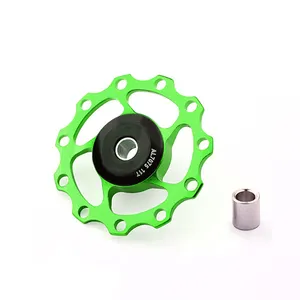 ล้อรอกโลหะสีเขียวสำหรับจักรยานความเร็วสูง CNC อลูมิเนียมอัลลอยด์จักรยานตีลังกา