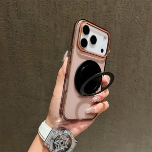 Funda magnética transparente con soporte de brújula para iPhone 17 Air 16 Pro 15 Max, carcasa trasera con anillo y soporte colorido - Product Image 6
