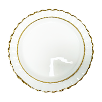Service de table en céramique et porcelaine de luxe blanc avec bordure dorée, écologique et étanche, idéal pour les cadeaux de mariage, vente en gros