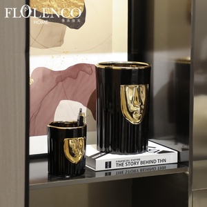 Flolenco Home Decor Vases En Céramique De Luxe Exquis Unique <span class=keywords><strong>Visage</strong></span> Humain Conception En Céramique Ornements Décoratifs Vases À Fleurs Dorées - Product Image 1