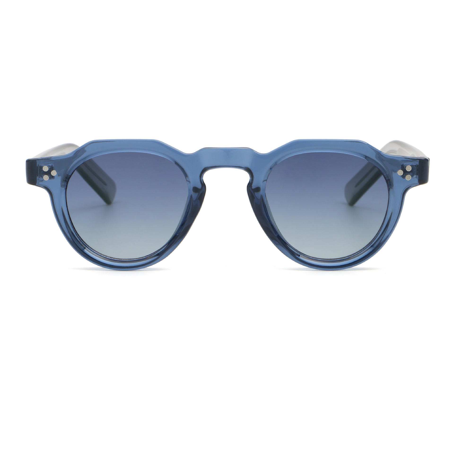 Monture bleu vif C5 - Branches grises transparentes - Verres bleu à gris