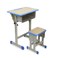 Ensemble de mobilier scolaire standard économique : bureau et chaise individuels réglables en métal pour salle de classe et bureau à domicile