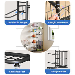 Support de rangement vertical en métal pour ballons de basketball avec <span class=keywords><strong>panier</strong></span>, organisateur de ballons de sport pour garage, salle de sport, salle de classe, intérieur et extérieur - Product Image 3