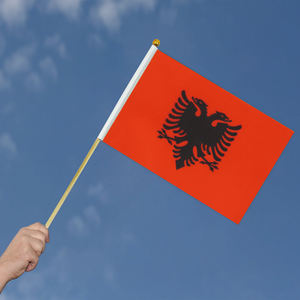 Impresión personalizada de poliéster de mano Albania Country Stick Flag - Product Image 5