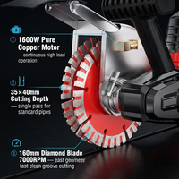 Mesin Pemotong Alur Dinding Listrik 1600W dengan Mata Pisau Berlian 160mm 7000RPM, Pemotong Alur 35x40mm untuk Beton Bata OEM