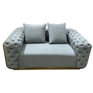 Juego de Sofás Modernos de Lujo para Hotel y Sala de Estar 2024, Sofá <span class=keywords><strong>Cama</strong></span> Tapizado en Madera con Botones, 1+2+3 Plazas - Product Image 4