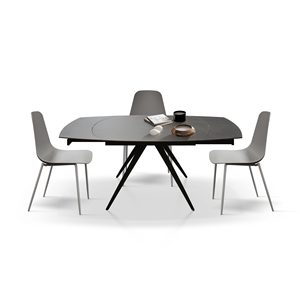 Mesa de Cerámica Extensible Giratoria Alexia 140x90, Base de Metal Gris Grafito, para Comedor Interior - Product Image 1