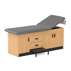 Giường khám bệnh bằng gỗ cổ điển có thể điều chỉnh, kiểu tủ, 2 ngăn kéo, 3 cánh cửa, bàn điều trị khám chữa bệnh, bệnh viện, phòng khám, trị liệu cổ điển - Product Image 2