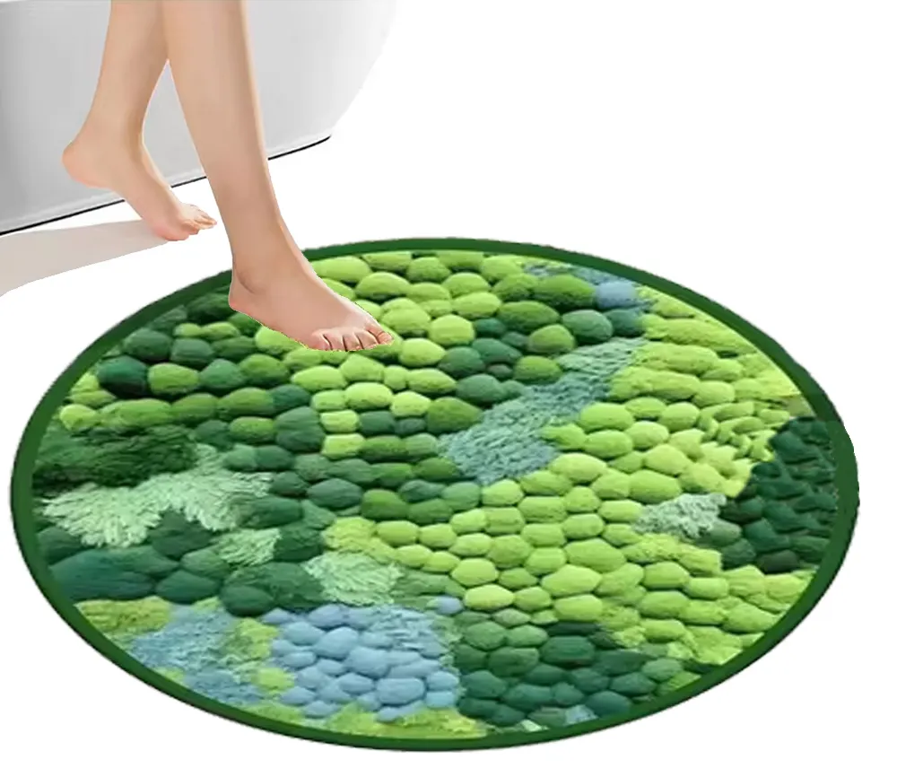 Tapis imprimés par Digital de la conception 3D de mousse de forme ronde pour le tapis de salle de bains