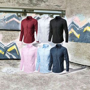 Camisas de Vestir Casuales de Satén Transpirable para Hombre RNSHANGER, Blancas y Negras, Manga Larga, Corte Regular, Formales de Negocios, de Poliéster, para Otoño - Product Image 3