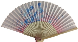 21Cm Natural Brown Bamboo Handle for Polyester Taffeta Fabric Silk Screen Pattern Custom Logo Business <b>Gift</b> Hand Fan in Stock - Product Image 4