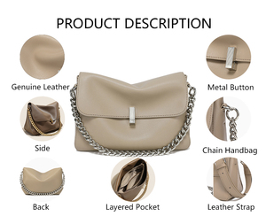 Borse a tracolla <span class=keywords><strong>Beige</strong></span> 3358 da donna in pelle di vacchetta Messenger singola <span class=keywords><strong>borsa</strong></span> a tracolla nera <span class=keywords><strong>con</strong></span> <span class=keywords><strong>catena</strong></span> in oro da donna grande nera - Product Image 2