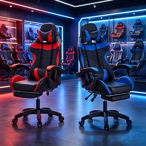 <span class=keywords><strong>เก้าอี้</strong></span>เกมมิ่งราคาประหยัด คุ้มค่า คุ้มราคา สีฟ้า พร้อมพนักพิงศีรษะและเบาะรองหลัง - Product Image 2