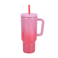 Gobelet isotherme Meoky en acier inoxydable de 40 oz avec poignée, 100 % étanche, maintien thermique de 6 à 12 heures, design moderne pour femmes - Voiture/Bureau/Voyage