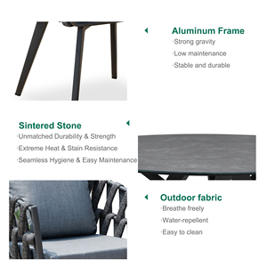 Juego de Mesa de Comedor de Jardín de Aluminio con Cuerda Tejida para Exteriores, Muebles de Patio para Restaurante, Mesa y Sillas de Bistro para Exteriores - Product Image 3