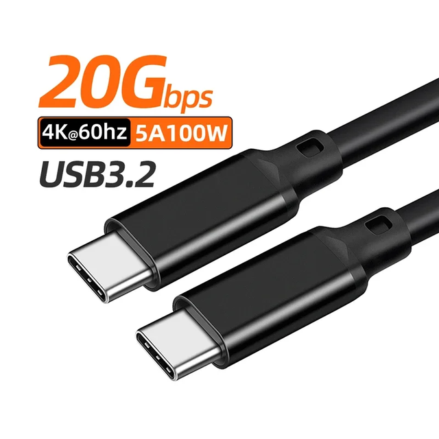 USB3.2 Type-C Male Female 100W5A Fast Charging Data Cable 4K 20Gbps Screen Projection Video Cable for Computer Fast Charging