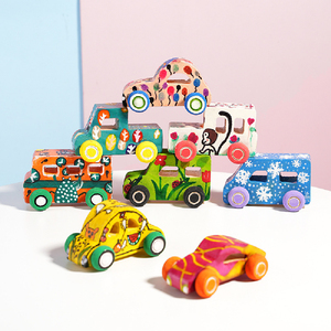 Vente en gros d'activités pour la maison Artisanat en bois Jouet pour enfants 8 pièces DIY Voiture en bois Jouets Voitures en bois non finies <span class=keywords><strong>Kit</strong></span> de <span class=keywords><strong>peinture</strong></span> pour enfants - Product Image 3