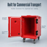 Conteneur de transport alimentaire commercial, porte-bacs isotherme en LLDPE avec loquets sécurisés pour barquettes GN et service de banquet
